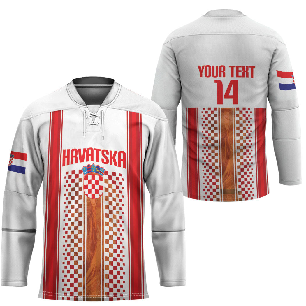 Custom Croatia Football 2026 Hockey Jersey Hrvatska Checkerboard Trophy Style
