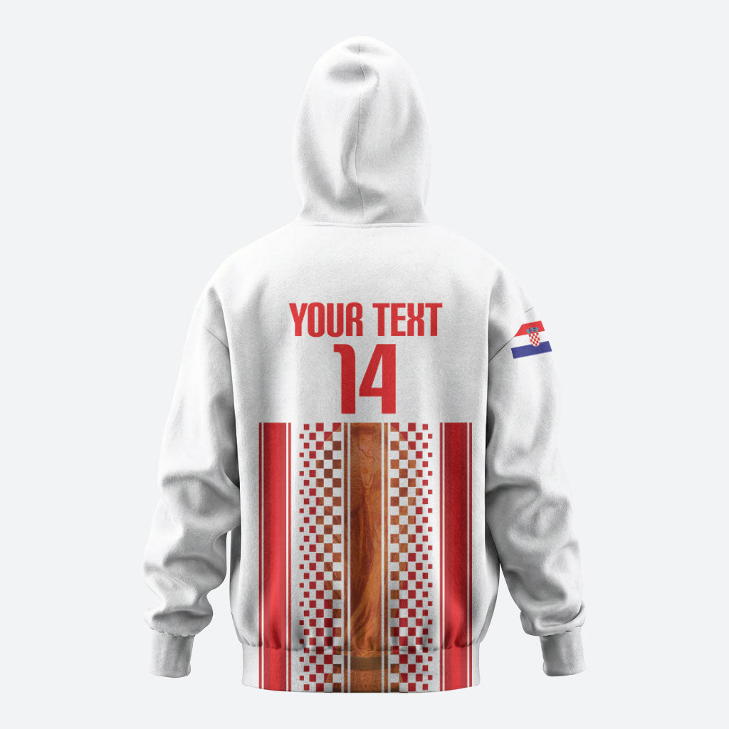 Custom Croatia Football 2026 Hoodie Hrvatska Checkerboard Trophy Style