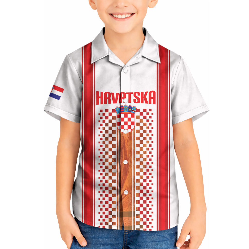 Custom Croatia Football 2026 Kid Hawaiian Shirt Hrvatska Checkerboard Trophy Style