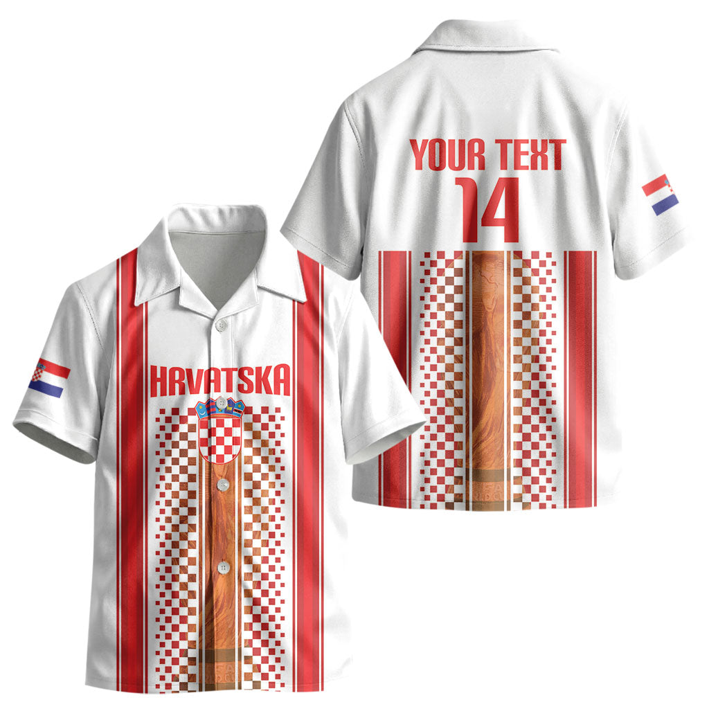 Custom Croatia Football 2026 Kid Hawaiian Shirt Hrvatska Checkerboard Trophy Style