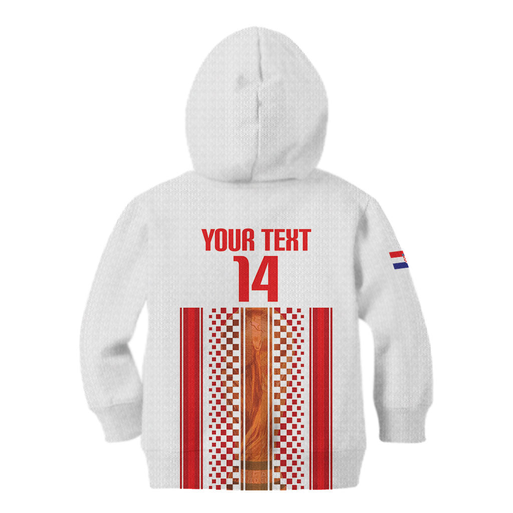 Custom Croatia Football 2026 Kid Hoodie Hrvatska Checkerboard Trophy Style