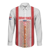 Custom Croatia Football 2026 Long Sleeve Button Shirt Hrvatska Checkerboard Trophy Style