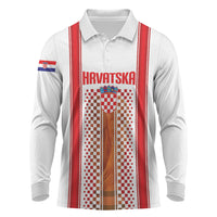 Custom Croatia Football 2026 Long Sleeve Polo Shirt Hrvatska Checkerboard Trophy Style