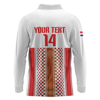 Custom Croatia Football 2026 Long Sleeve Polo Shirt Hrvatska Checkerboard Trophy Style