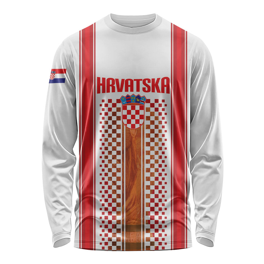 Custom Croatia Football 2026 Long Sleeve Shirt Hrvatska Checkerboard Trophy Style