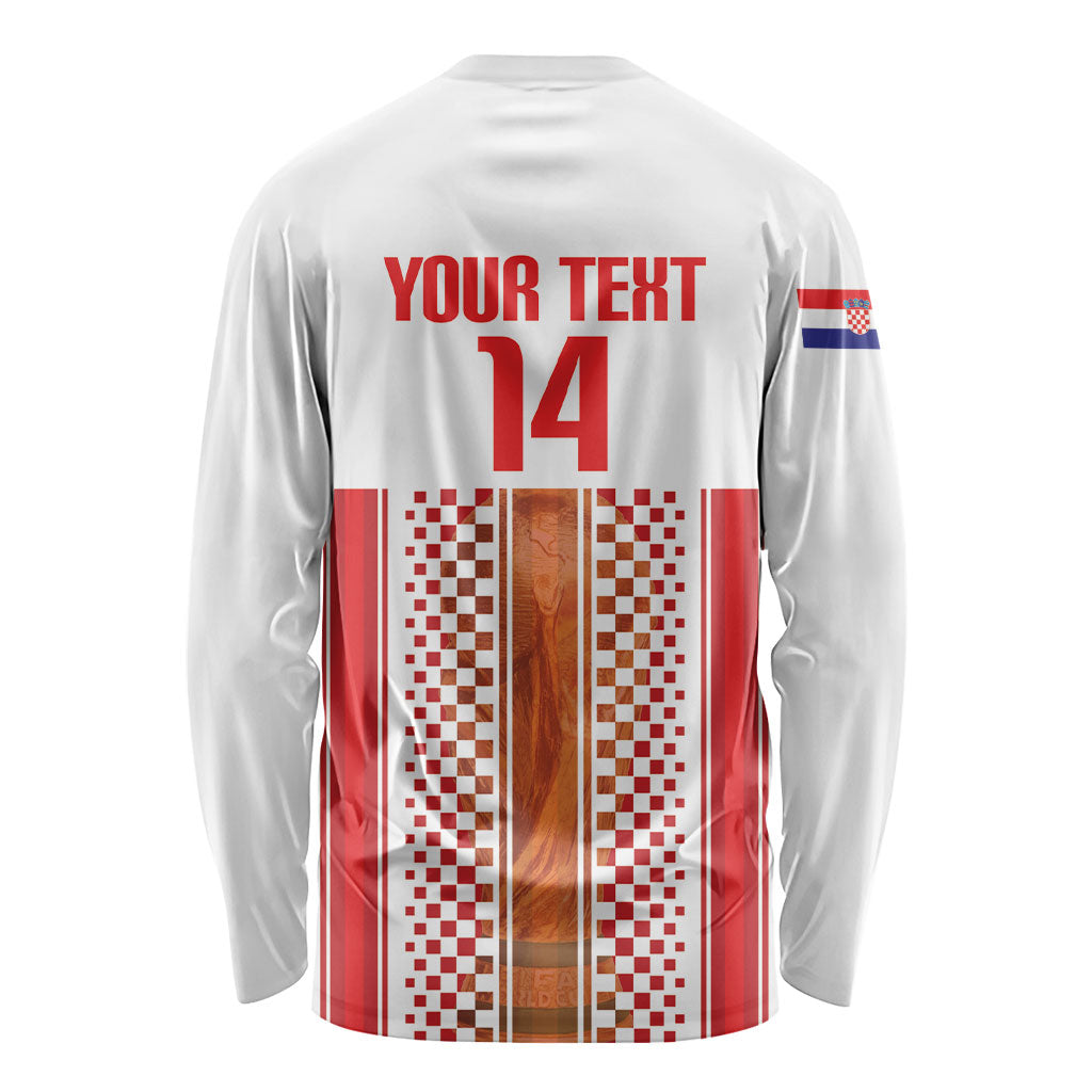 Custom Croatia Football 2026 Long Sleeve Shirt Hrvatska Checkerboard Trophy Style
