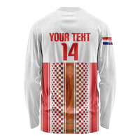 Custom Croatia Football 2026 Long Sleeve Shirt Hrvatska Checkerboard Trophy Style