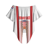 Custom Croatia Football 2026 Off Shoulder Wrap Waist Top Hrvatska Checkerboard Trophy Style