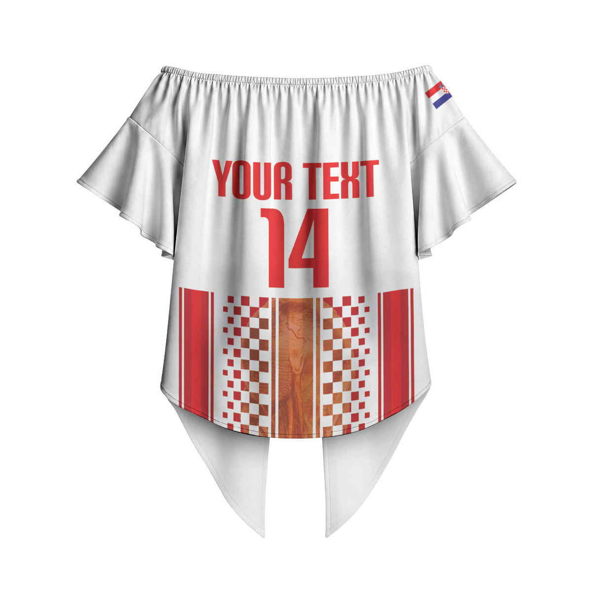 Custom Croatia Football 2026 Off Shoulder Wrap Waist Top Hrvatska Checkerboard Trophy Style