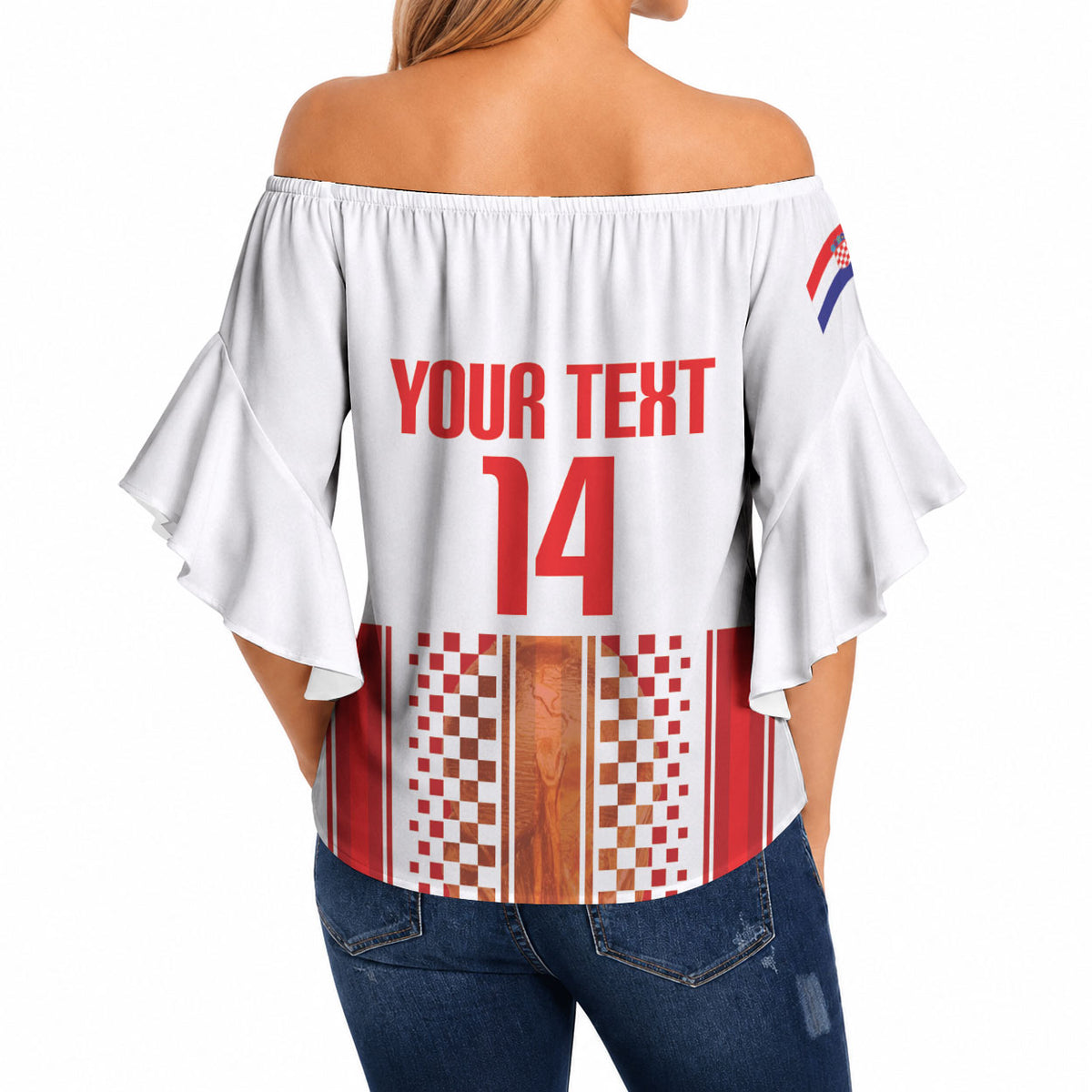Custom Croatia Football 2026 Off Shoulder Wrap Waist Top Hrvatska Checkerboard Trophy Style