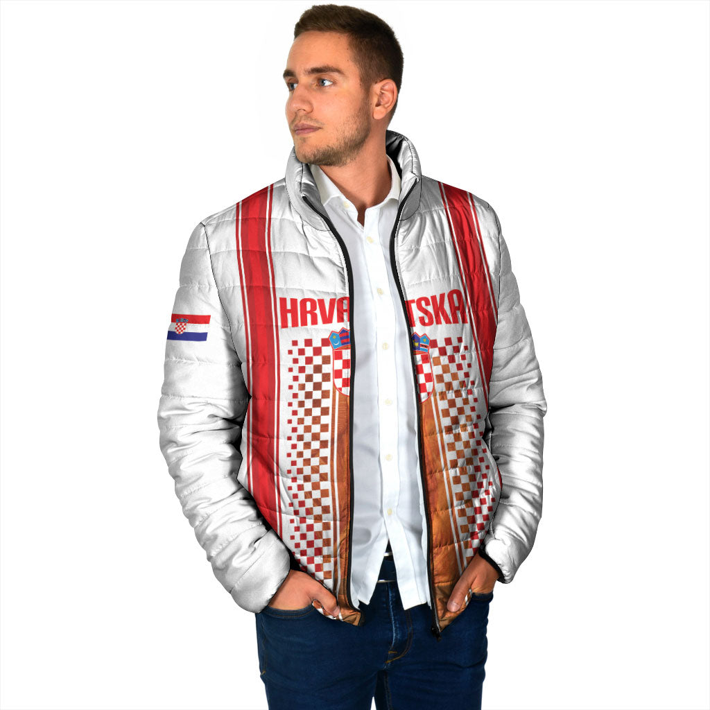 Custom Croatia Football 2026 Padded Jacket Hrvatska Checkerboard Trophy Style