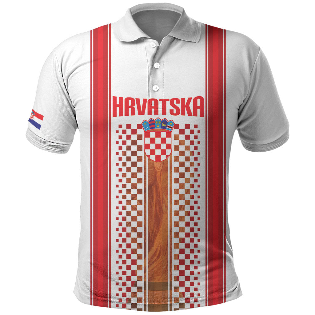 Custom Croatia Football 2026 Polo Shirt Hrvatska Checkerboard Trophy Style
