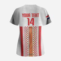 Custom Croatia Football 2026 Scrub Top Hrvatska Checkerboard Trophy Style