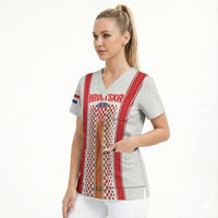 Custom Croatia Football 2026 Scrub Top Hrvatska Checkerboard Trophy Style
