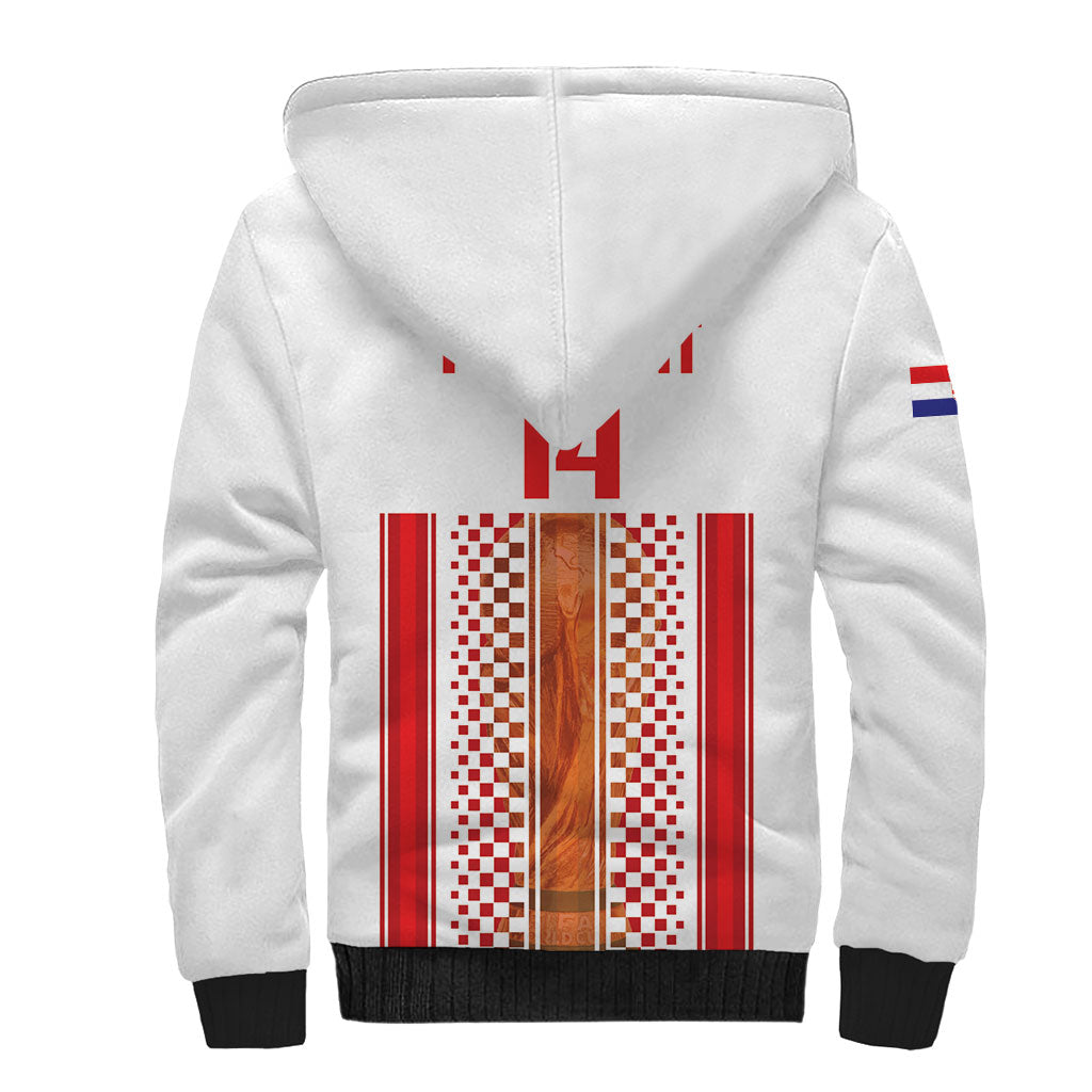 Custom Croatia Football 2026 Sherpa Hoodie Hrvatska Checkerboard Trophy Style