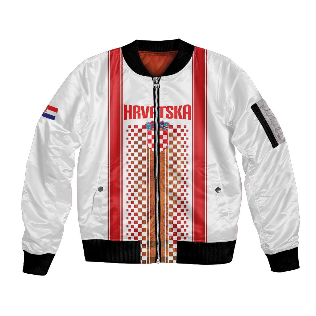Custom Croatia Football 2026 Sleeve Zip Bomber Jacket Hrvatska Checkerboard Trophy Style
