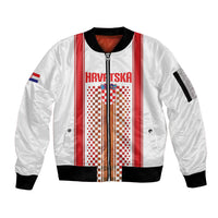 Custom Croatia Football 2026 Sleeve Zip Bomber Jacket Hrvatska Checkerboard Trophy Style