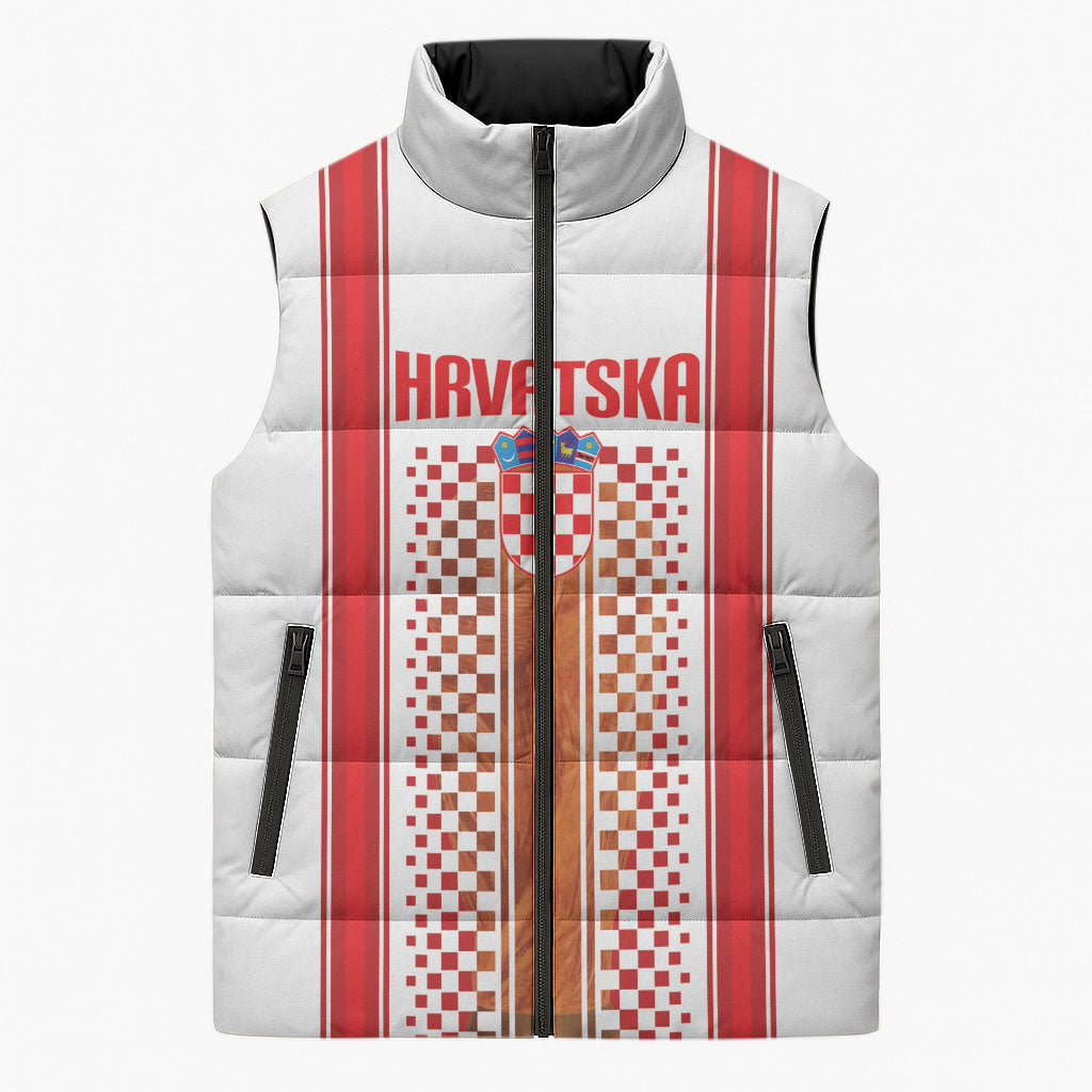 Custom Croatia Football 2026 Sleeveless Puffer Jacket Hrvatska Checkerboard Trophy Style