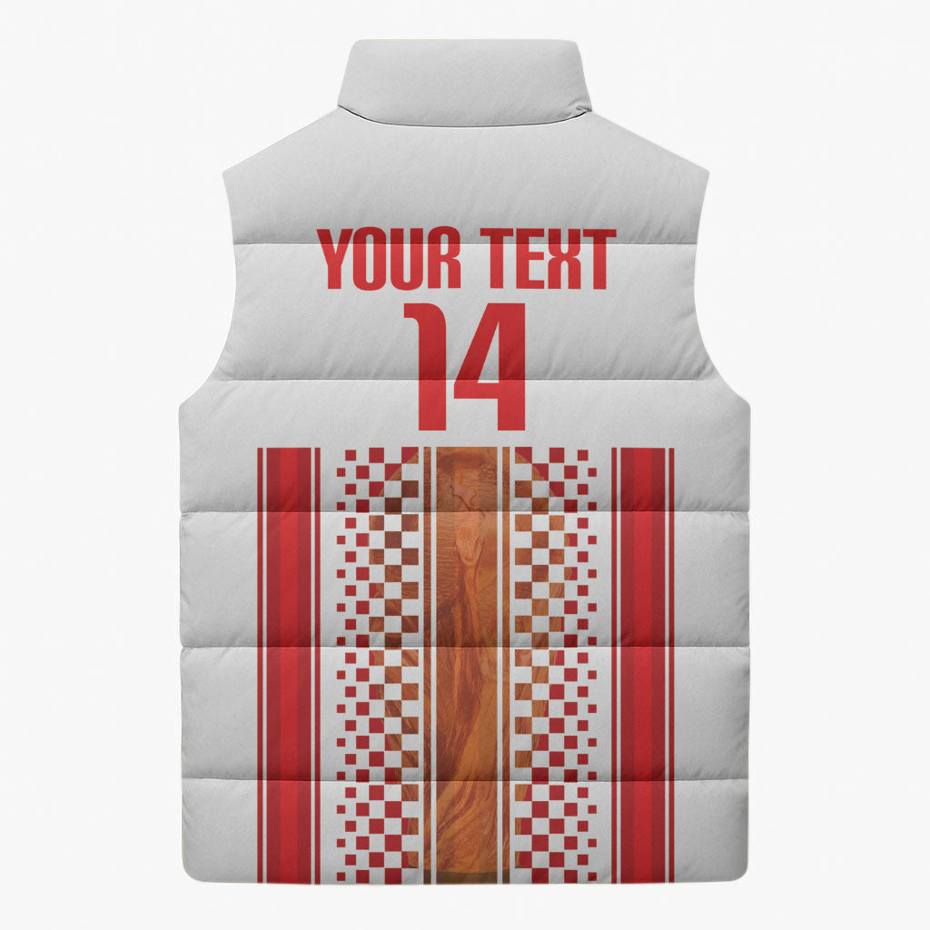 Custom Croatia Football 2026 Sleeveless Puffer Jacket Hrvatska Checkerboard Trophy Style