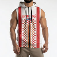 Custom Croatia Football 2026 Sleeveless Zip Hoodie Hrvatska Checkerboard Trophy Style