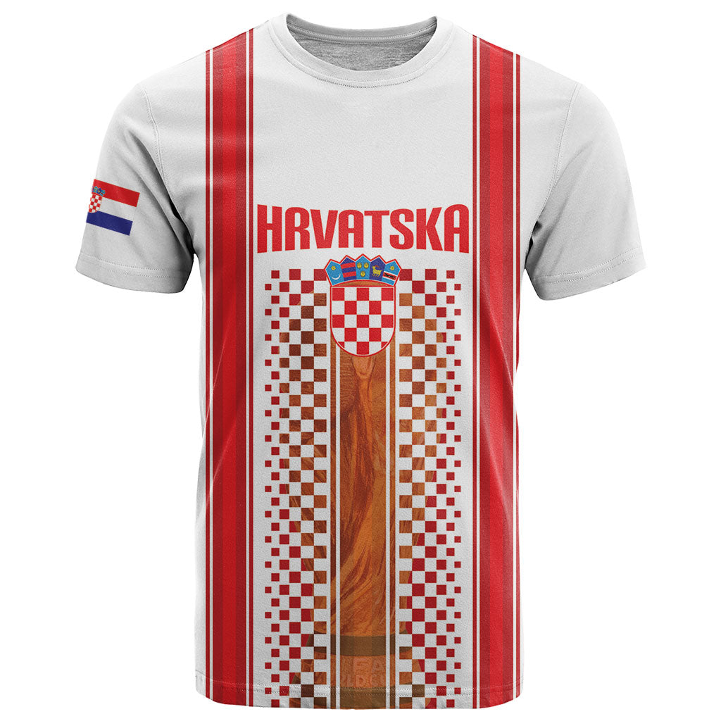 Custom Croatia Football 2026 T Shirt Hrvatska Checkerboard Trophy Style