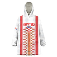 Custom Croatia Football 2026 Wearable Blanket Hoodie Hrvatska Checkerboard Trophy Style