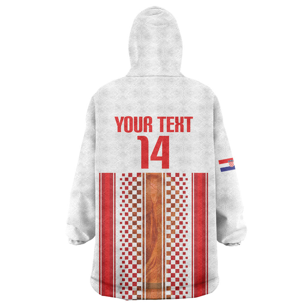 Custom Croatia Football 2026 Wearable Blanket Hoodie Hrvatska Checkerboard Trophy Style