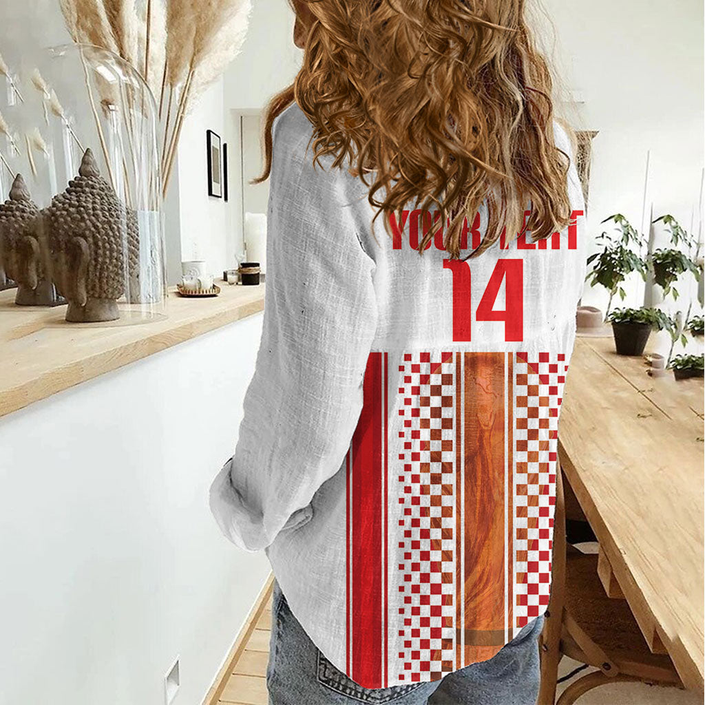 Custom Croatia Football 2026 Women Casual Shirt Hrvatska Checkerboard Trophy Style