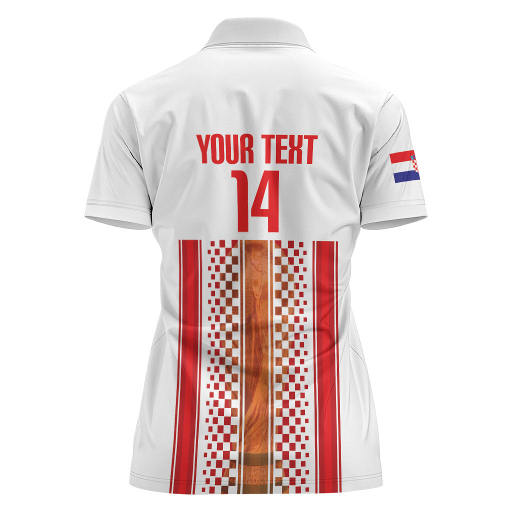 Custom Croatia Football 2026 Women Polo Shirt Hrvatska Checkerboard Trophy Style