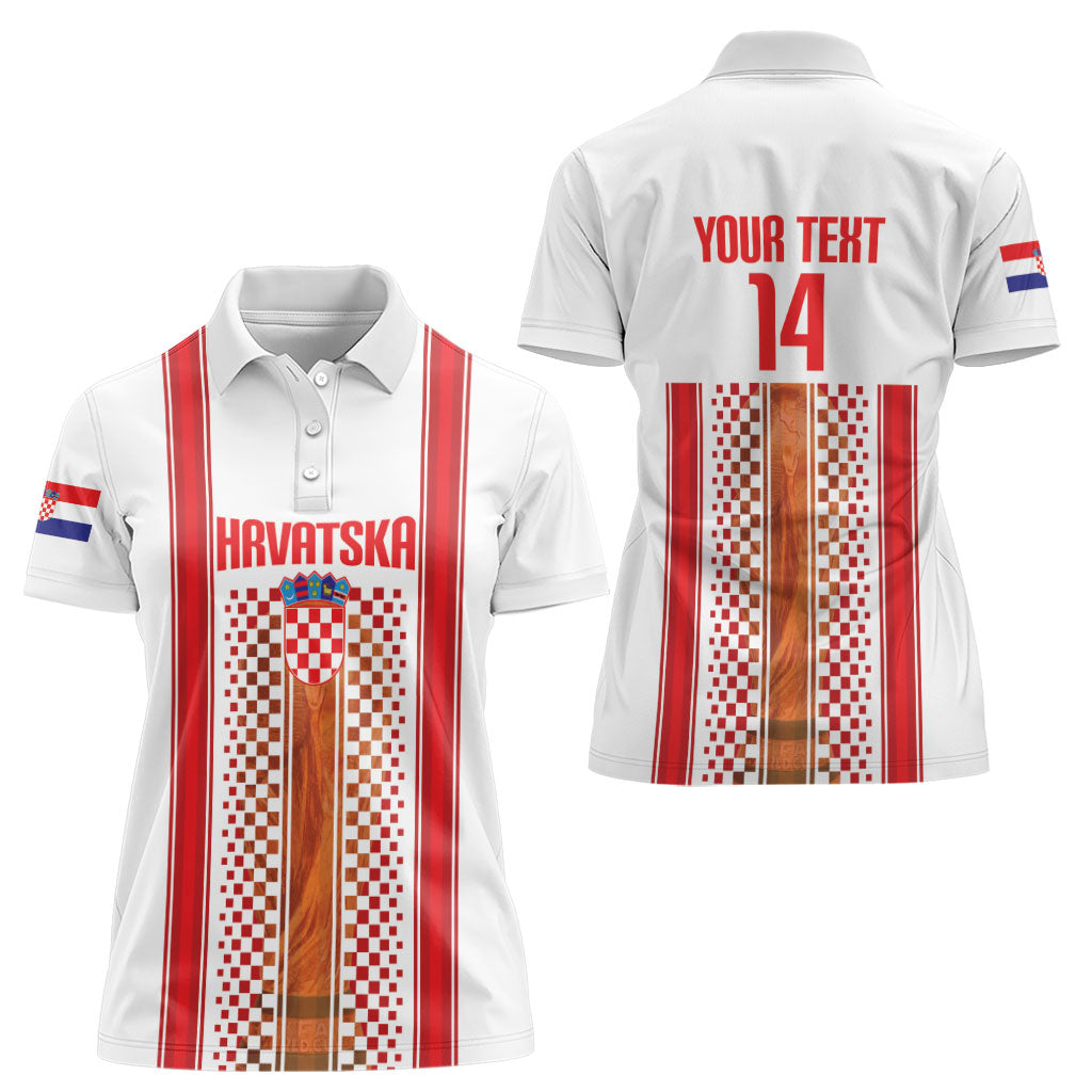 Custom Croatia Football 2026 Women Polo Shirt Hrvatska Checkerboard Trophy Style