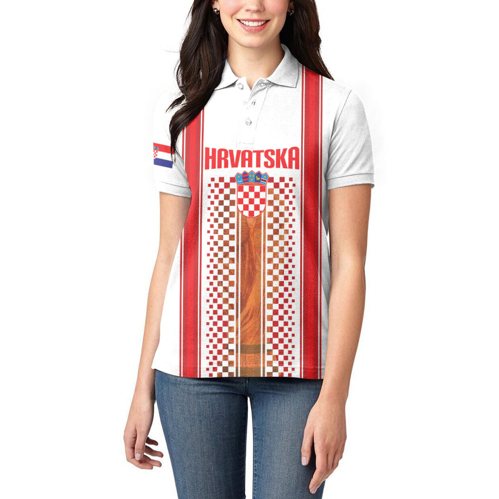 Custom Croatia Football 2026 Women Polo Shirt Hrvatska Checkerboard Trophy Style