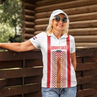 Custom Croatia Football 2026 Women Polo Shirt Hrvatska Checkerboard Trophy Style
