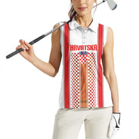 Custom Croatia Football 2026 Women Sleeveless Polo Shirt Hrvatska Checkerboard Trophy Style