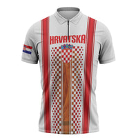Custom Croatia Football 2026 Zipper Polo Shirt Hrvatska Checkerboard Trophy Style