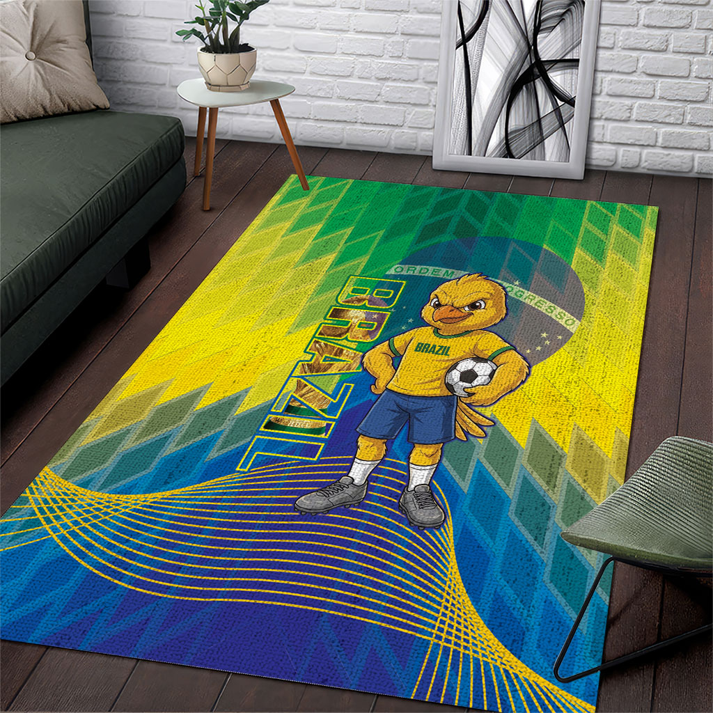 Brazil Football 2026 Area Rug Canarinho Mascot Bate no Peito