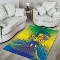 Brazil Football 2026 Area Rug Canarinho Mascot Bate no Peito