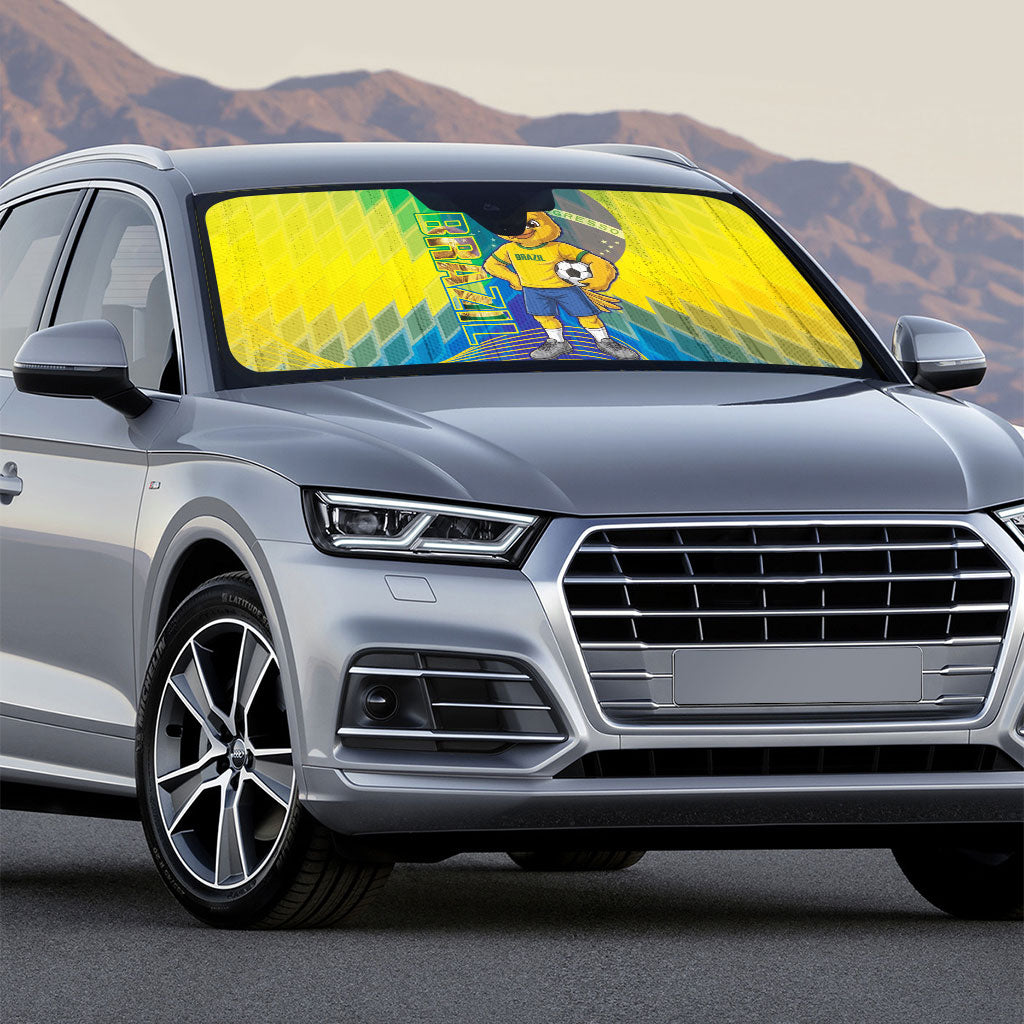Brazil Football 2026 Auto Sun Shade Canarinho Mascot Bate no Peito