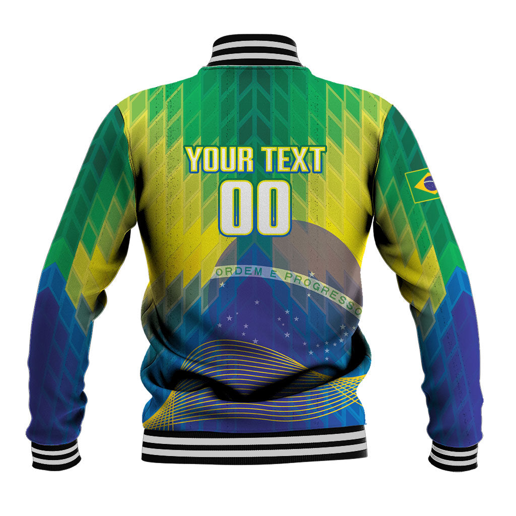 Custom Brazil Football 2026 Baseball Jacket Canarinho Mascot Bate no Peito