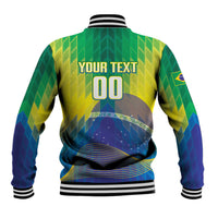 Custom Brazil Football 2026 Baseball Jacket Canarinho Mascot Bate no Peito