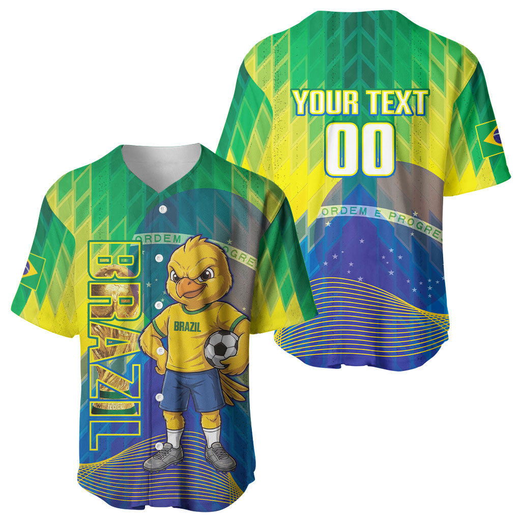 Custom Brazil Football 2026 Baseball Jersey Canarinho Mascot Bate no Peito
