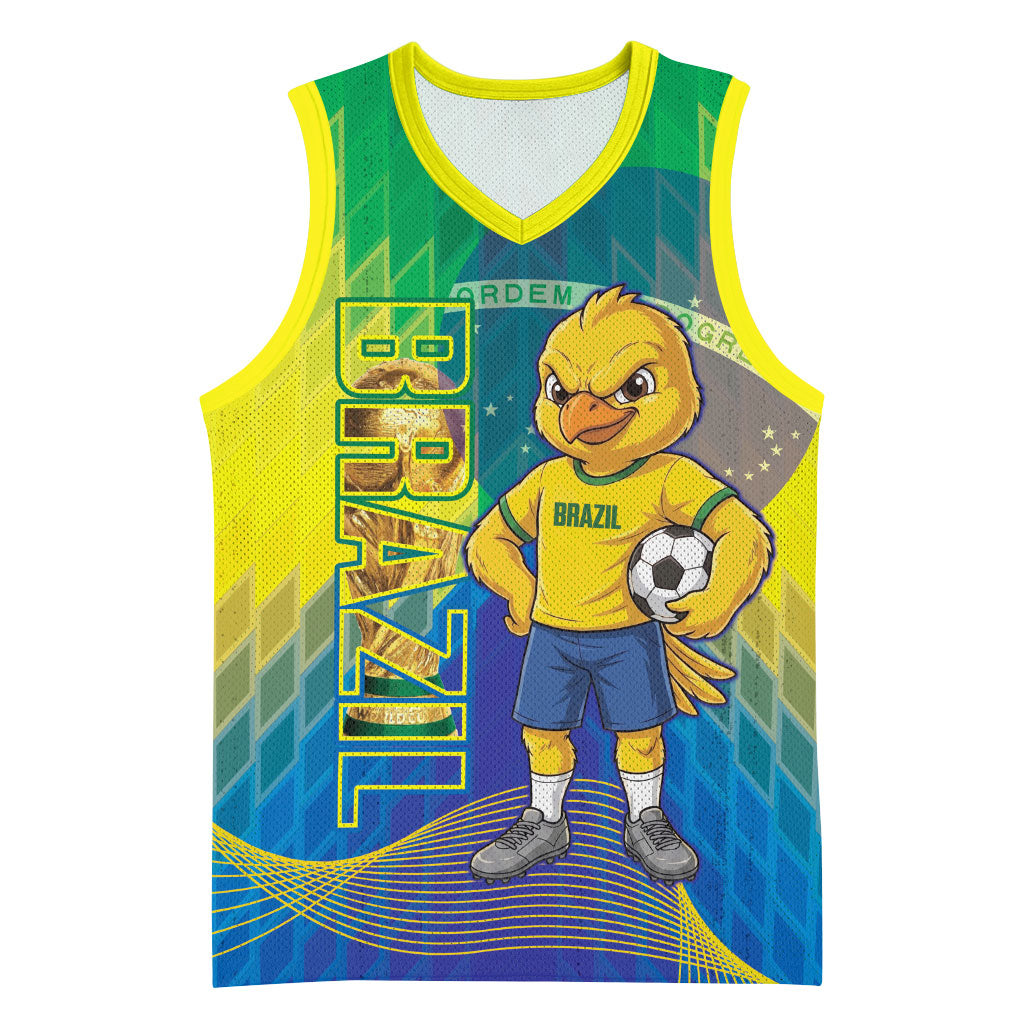 Custom Brazil Football 2026 Basketball Jersey Canarinho Mascot Bate no Peito