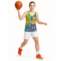 Custom Brazil Football 2026 Basketball Jersey Canarinho Mascot Bate no Peito