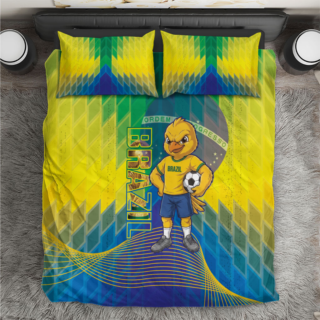 Brazil Football 2026 Bedding Set Canarinho Mascot Bate no Peito