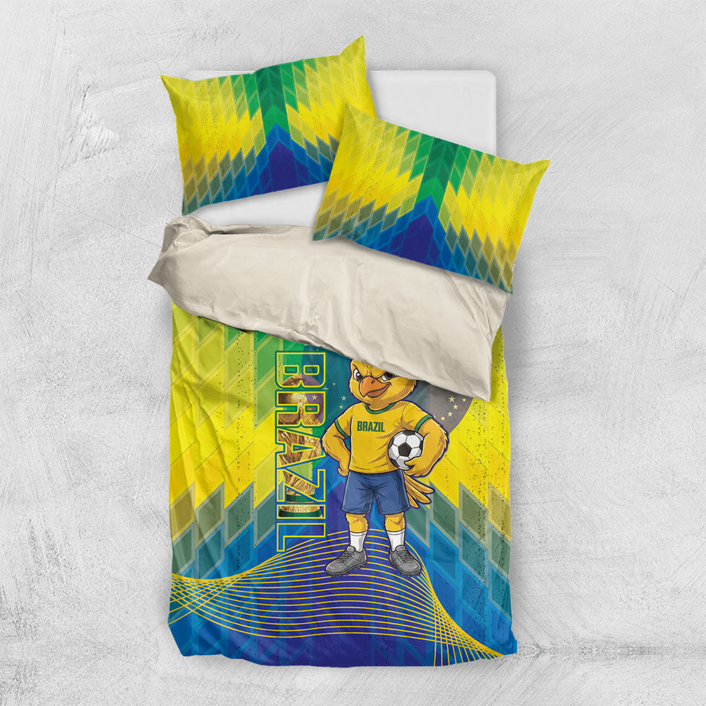 Brazil Football 2026 Bedding Set Canarinho Mascot Bate no Peito