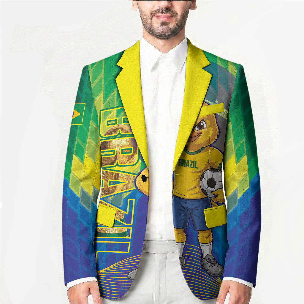 Custom Brazil Football 2026 Blazer Canarinho Mascot Bate no Peito