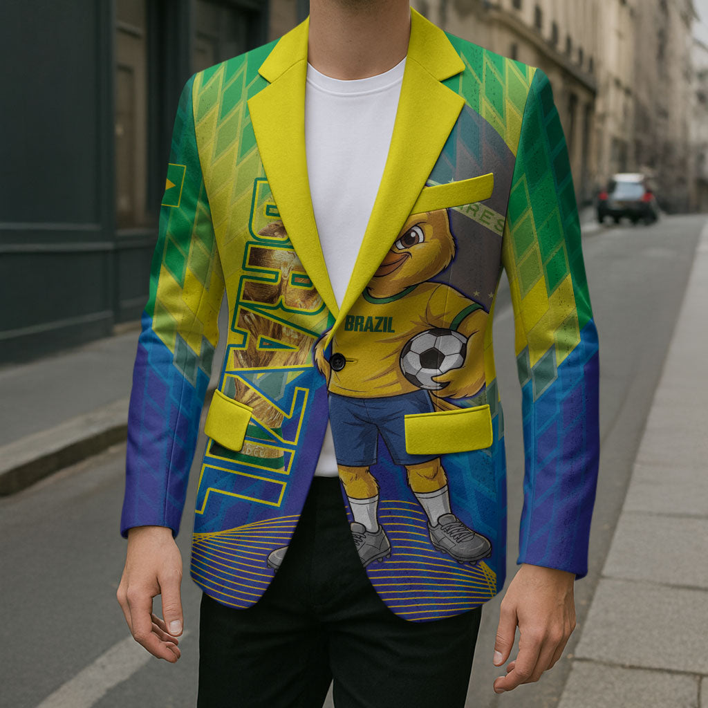 Custom Brazil Football 2026 Blazer Canarinho Mascot Bate no Peito