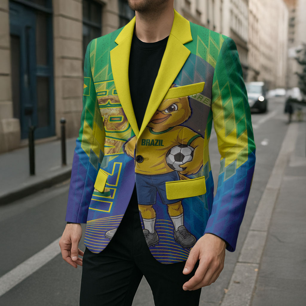 Custom Brazil Football 2026 Blazer Canarinho Mascot Bate no Peito