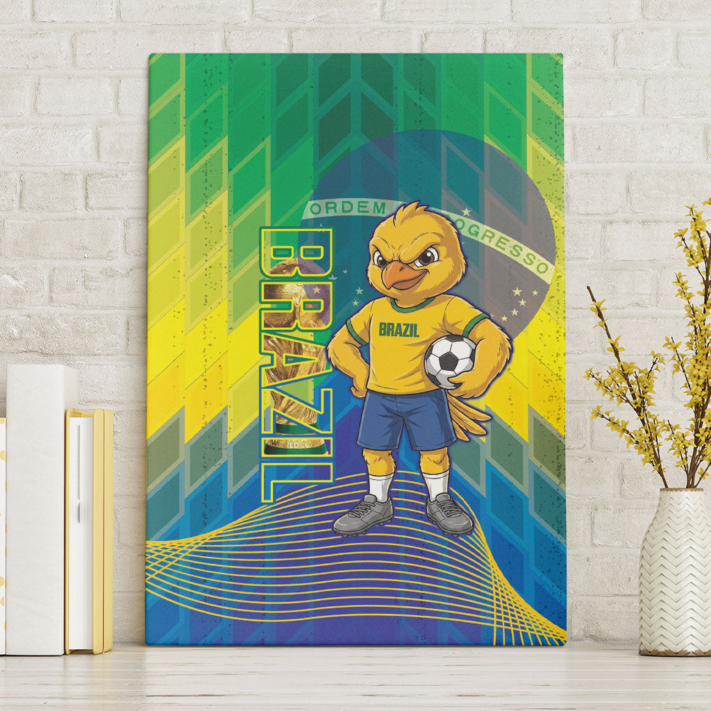 Brazil Football 2026 Canvas Wall Art Canarinho Mascot Bate no Peito