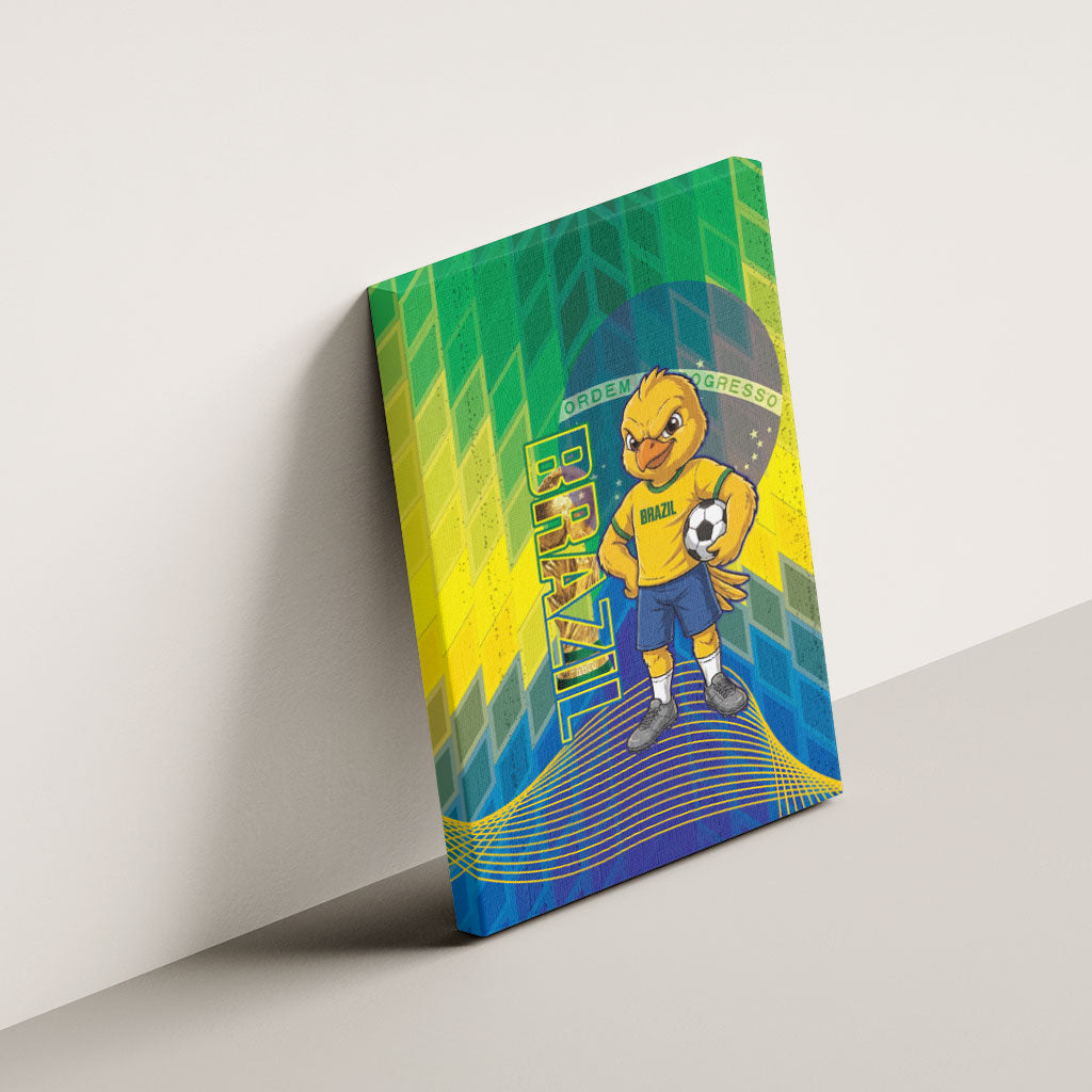 Brazil Football 2026 Canvas Wall Art Canarinho Mascot Bate no Peito