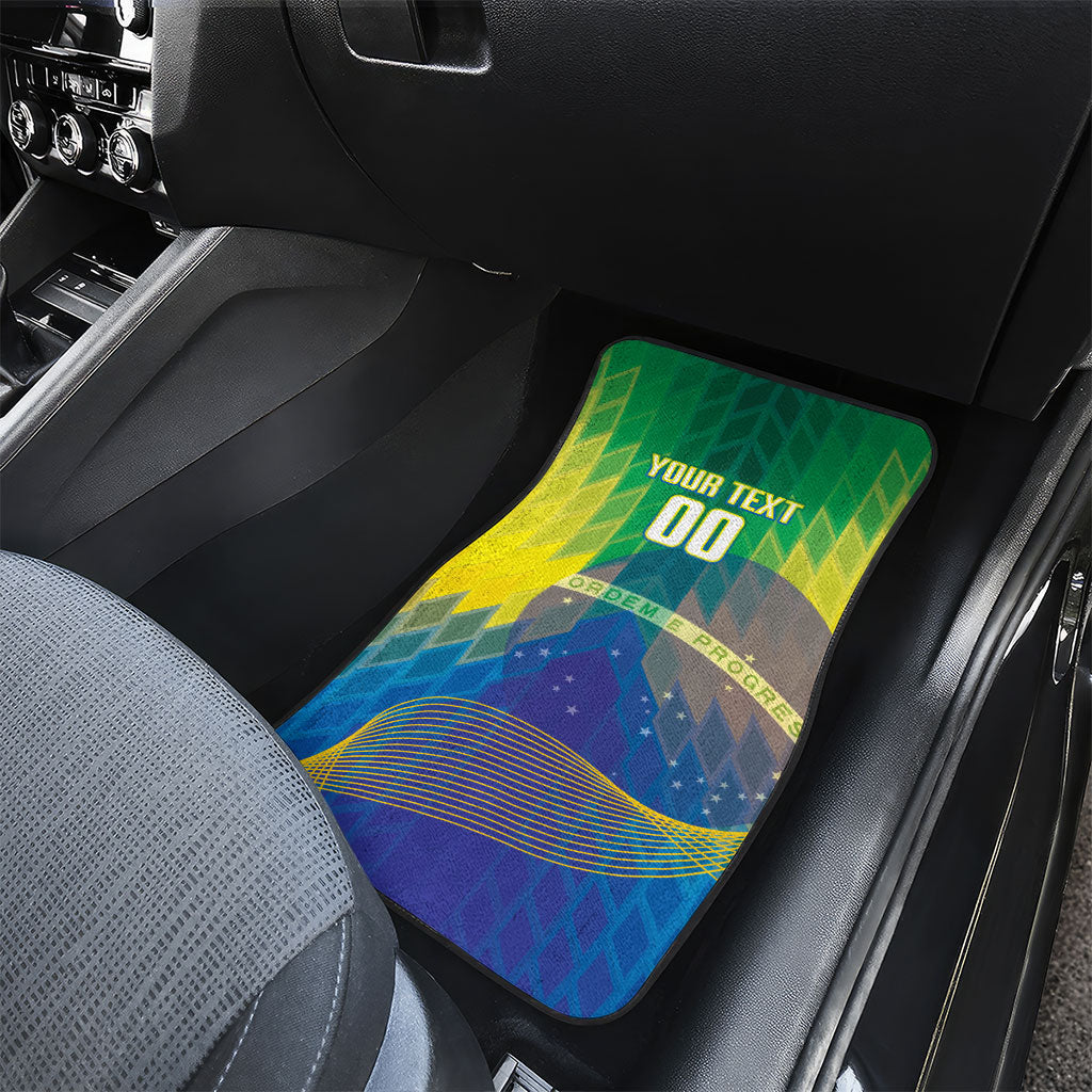 Custom Brazil Football 2026 Car Mats Canarinho Mascot Bate no Peito